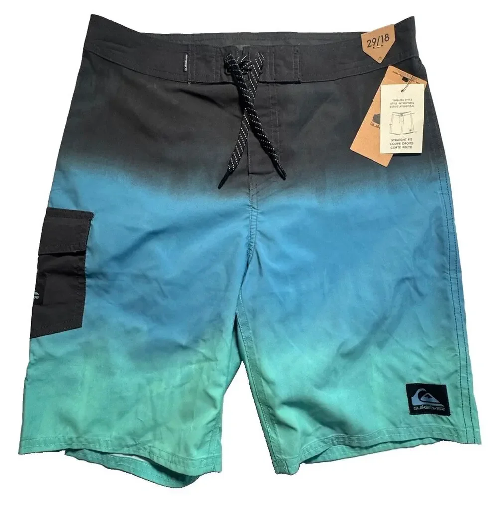 Quiksilver Boardshorts 29 18 Mens Turquoise Ombre Swim Trunks NWT